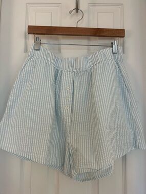 Daily Drills Light Blue & White Striped Seersucker Athletic Shorts